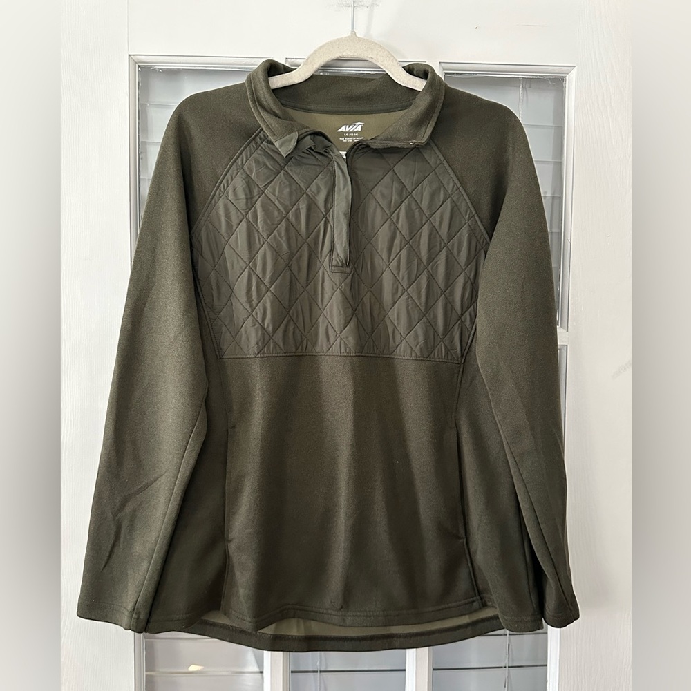 Avia Women's L (12-14) Quarter Zip Green Mixed Athletic Jacket | SKU 0361